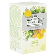AHMAD TEA LONDON FRUIT & HERB INFUSION DETOX 20 FOIL WRAPPED TEA BAGS 20 X 2G