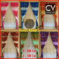(Ukuran 100x200) Gorden Pintu Kamar Tidur Korden Motif Bunga Murah Hordeng Jendela Panjang Tirai Kel