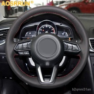 Black Leather Hand-stitched Car Steering Wheel Cover For Mazda CX-3 CX3 CX-5 CX5 2017 2018 Car Accessories covers Dppm