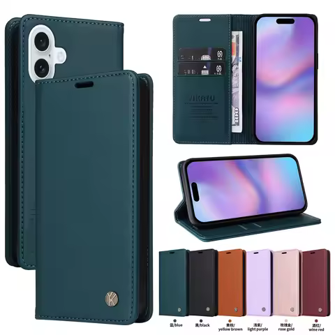 Magnetic Leather Wallet Flip Case for iPhone 17 Air 16e 16 15 14 13 12 11 Pro XS Max 8 7 Plus | Ultr
