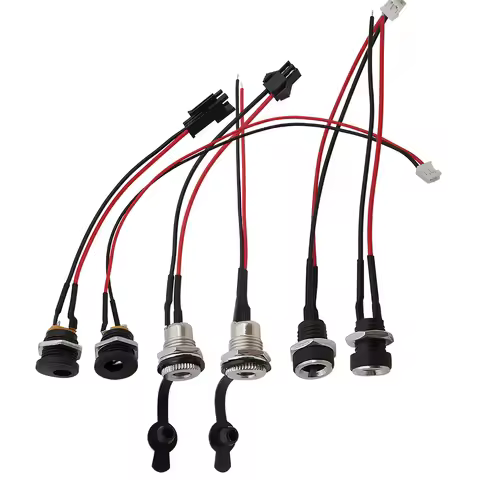 2Pcs 5.5 x 2.1mm DC Female Jack Socket Power Panel Mount Solder Connector With Cable 5.5*2.1 DC-022B