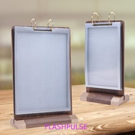 FLASHPULSE Menu Card Holder, Wooden Holder Loose leaf Ads Display Stand, Multipurpose Multi page Aon