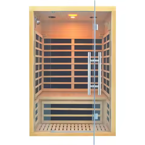 Infrared Sauna, 2 Person Indoor Sauna Room Low EMF Far Infrared Home Sauna Hemlock Wooden Sauna with