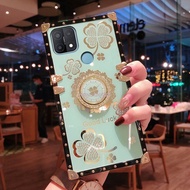 Casing For Realme C21 C20 C17 C11 C12 C15 Lucky Flowers Square Diamond Phone Case For Realme 8 Pro 8Pro 4G Realme GT Master Shockproof Ring Kickstand Cover