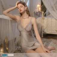 Pink Lady連身睡裙 月光冷粼 附胸墊 絲緞蕾絲 性感睡衣 居家服