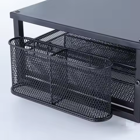 2-Tier Computer Monitor Stand Riser with Drawer Office Organizer Desk Monitor Riser Office Desk Acce