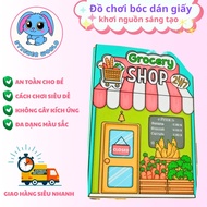 Handmade Set of paper doll houses, toy shops, vegetable shops