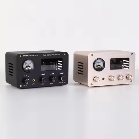 Tube Preamplifier 4 In 2 Out HIFI Preamplifier 6H3N Tube 5332 Op-amp Chip High Power Headphone Ampli