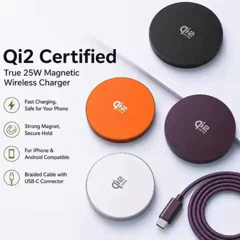 Qi2.2 Wireless Chargers 25W Magnetic Induction Fast Charging For Magsafe IPhone17 16 15 ProMax 5W A