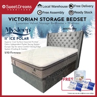 Victorian Bed Frame 1224 | Frame + 11" Mattress Bundle Package | Single/ Super Single/Queen/King Storage Bed | Divan Bed