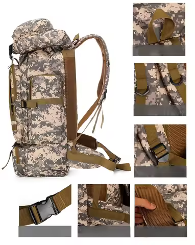 80L Capacity Waterproof Camouflage Mountaineering Bag for Leisure Tactics Outdoor Sports Hiking Trav