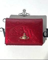 Vivienne Westwood 西太后 紅色漆皮壓紋短款銀包｜土星標誌 全新