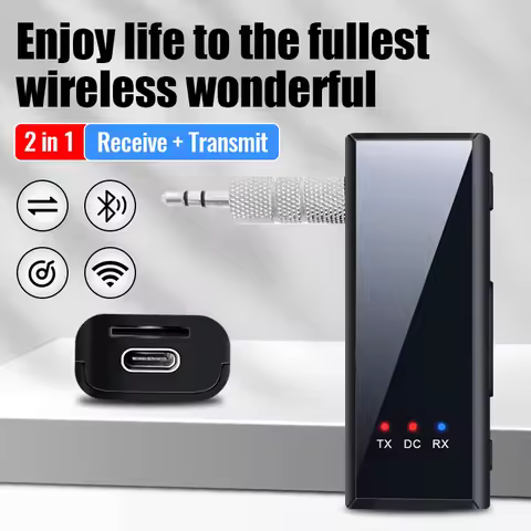 2 in1 Bluetooth 5.4 Receiver Transmitter Type C Charging Car Handsfree Call Wireless TF Aux 3.5mm Bu