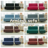 Armless Sofa Bed Cover Elastic Plain Color S M L Seat Cover Sofabed Slipcover No Arm Rest Sofa