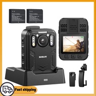 BOBLOV B4K2 128GB 4K Body Worn Camera with GPS, Two 3000mAh Batteries for 14-16hours Record, 4K Camc
