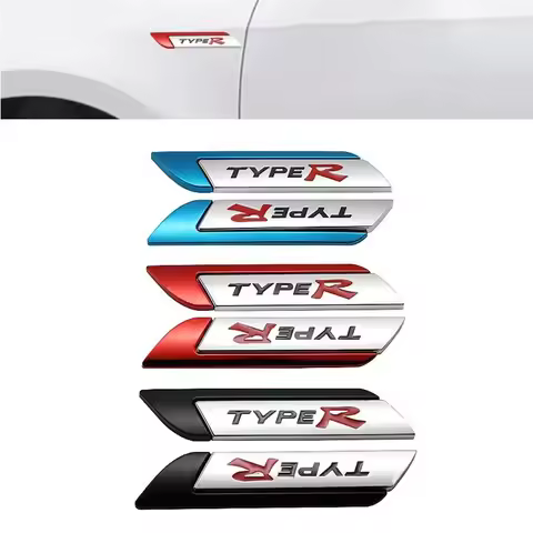 3D Metal Type R Logo Side Fender Car Emblem Badge Sticker Decals For Honda CIVIC FD2 FD FA 5 Mugen T
