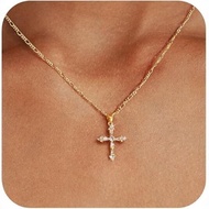 14K Gold Plated Cross Necklace Women