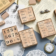 DUKEEN Vintage Month Week Planner Stamp Basic Function Series Digital Symbol Stamp Wooden DIY Seal S