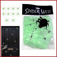 Fake Spider Web Soft Reusable Spooky Glowing Halloween Fake Spider Web for Living Room Courtyard Bal