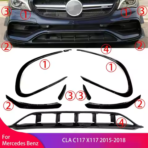 Front Bumper Spoiler Radiator Guard Front Lip Splitter For Mercedes Benz CLA C117 X117 2015-2018 Fog