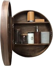Round Bathroom Mirror Cabinet, Toilet Bathroom Spacesaver, Multipurpose Kitchen Medicine Storage with Single Mirror Door and Shelf (B 60x13x60cm)