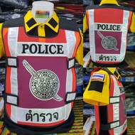 เสื้อสะท้อนแสงตำรวจ เสื้อสะท้อนแสงPOLICE เสื้อสะท้อนแสงหน่วยงาน กั๊กจราจร เสื้อตราโล่ กั๊กกรมการปกคร