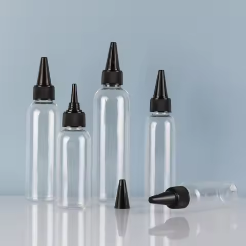 30Pcs 10/30/50/60/100/120ML Clear Plastic Bottles Applicator With Black Twist Top Cap BPA-Free For H