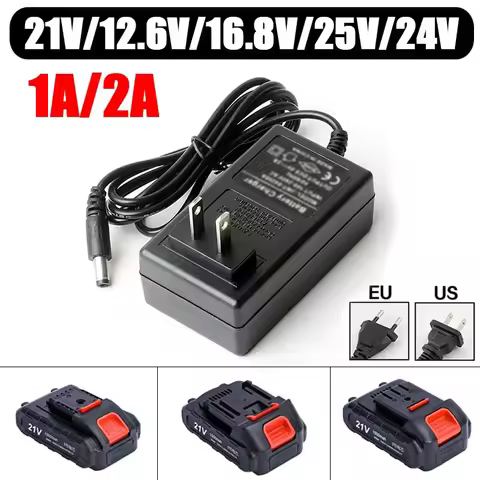 21V 12.6V 16.8V 25V 24V Lithium Battery Charger 1A 2A for 18V Electric Drill Intelligent Power Tool 