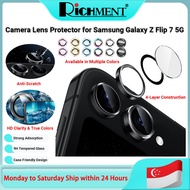 RICHMENT Camera Lens Protector for Galaxy Z Flip 7 5G – Metal CD Texture Tempered Glass Ring – 9H Ha