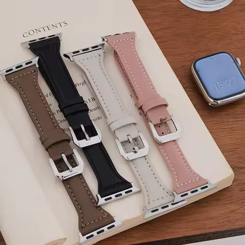 Slim Leather Strap For Apple Watch band S11 42mm 46mm 44mm 40mm 41mm 45mm Ultra 2-3 49mm Bracelet ap