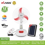 NSS 12 SOLAR FAN Rechargeable Solar Electric Fan with Solar Panel Portable Solar Fan with LED bulb