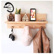 GANTUNGAN KAYU Aldeko - Wall Shelf Paste Rack Keychain Book Clothes Wooden Shelf Multipurpose Key Holder