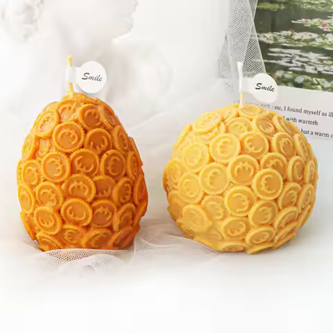 Money Ball Shape Candle Silicone Mold Euro Dollar Coin Bill Handmade Scented Candle Gypsum Mould Cho