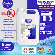 Codex Nano Mist Sanitizer 5L  Liquid Disinfectant Sanitizer Non-Alcohol Anti-Coronavirus消毒液
