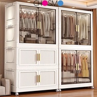 60-90cm Cabinet Wardrobe Storage Multipurpose Folding Stackable Storage Cabinet With Pulley & Double