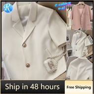 Off White Short Sleeved Jacket for Women's Summer Commuting Short Blazer