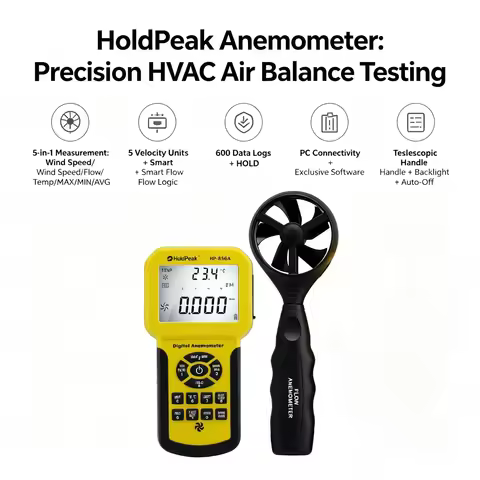 Anemometer HoldPeak Three Percent Precision Six Hundred Record Telescopic Probe Computer Software Fo