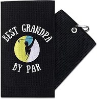 Funny Golf Towel, Golf Gifts Embroidered Golf Towels for Golf Bags with Clip for Men Father Boyfriend Golf Fans, Gag Gift for Birthday for Golfers (Best Grandpa by Par)