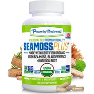 Power By Naturals SeaMoss Plus - USDA Organic Irish Sea Moss Capsules w/Wild Harvested Irish Seamoss