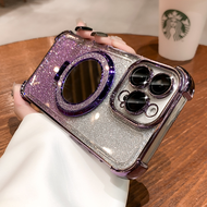 iPhone 16 ProMax Bling Bling Makeup Mirror Bracket + Bling Bling Casing For iPhone 16 15 Pro Max i16