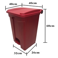 <SG Seller> Plastic square pedal bin / dustbin (45L) - Red