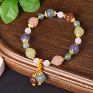 Natural Exquisite Golden Silk Jade Duobao < Melon Melon > Bracelet