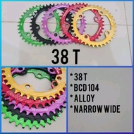 Chainring Narrowide 38T BCD 104 Alloy CNC Crnk Deckas Snail Motsuv