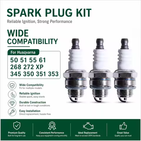 For Husqvarna 50 51 55 61 268 272 XP 345 350 351 353 Chainsaw Spark Plug Kit Replacement Set, Saw Pa