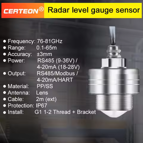 PP/Stainless Steel Radar Level Sensor 4-20mA RS485 Water Level Transmitter for River Reservoir Sewag