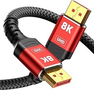 Capshi DisplayPort Cable 1.4, 8K DP Cable 15FT (8K@60Hz, 4K@144Hz, 2K@240Hz) HBR3 Support 32.4Gbps, HDCP 2.2, HDR10 FreeSync G-Sync for Gaming Monitor 3090 Graphics PC (Red)