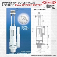 DUAL FLUSH OUTLET VALVE WITH DUAL FLUSH BUTTON, 40MM & 50MM, TECHPLAS S300A, 1 YEAR WARRANTY
