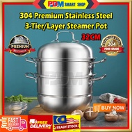 PDM Premium 304 Stainless Steel 32cm Three-layer Steamer Pot Soup Steamer Pot 3-Tier Steamer large capacity
