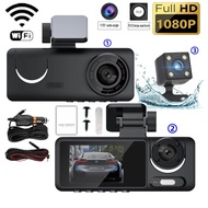 【กล้อง 3 ตัว+WIFI】กล้องติดรถยนต์ 1080P WIFI Full HD ความคมชัด แถมเมม32G SD Card มุมมองภาพ 170 องศา ก