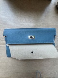 Hermes Kelly Wallet Blue Epsom Leather